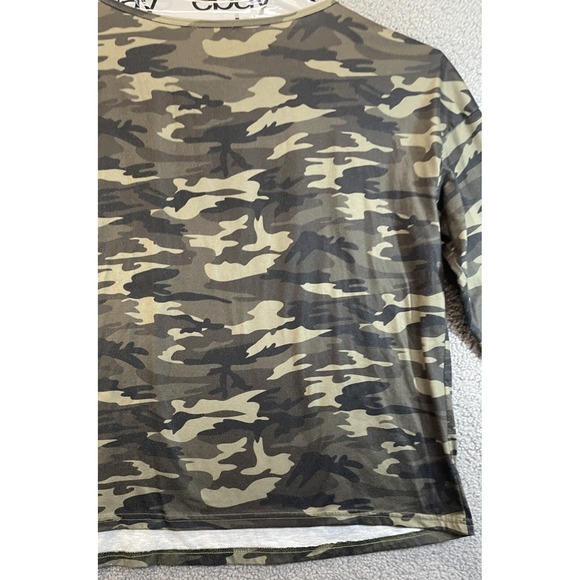 SHEIN Women's Camo V Neck 3/4 Sleeve Top XL - Picture 3 of 4